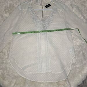 Sz Large ASTR Creamy White Sheer Polka Dot Blouse